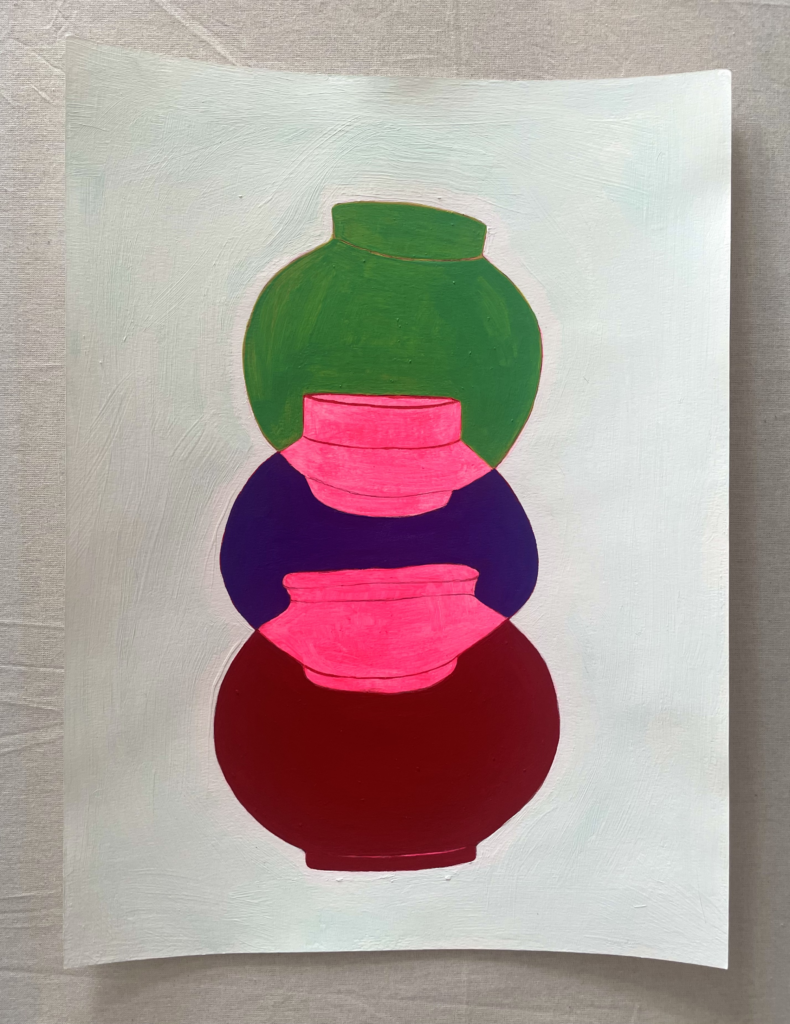 Jar series #5 by Hoon Cho, acrylic, fabric paint on paper