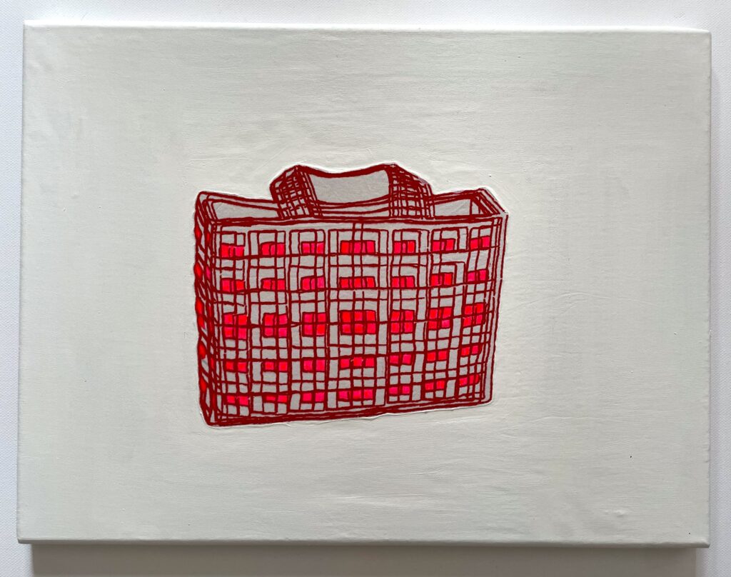 American bag #6 by Hoon Cho, acrylic, fabric paint on anvas